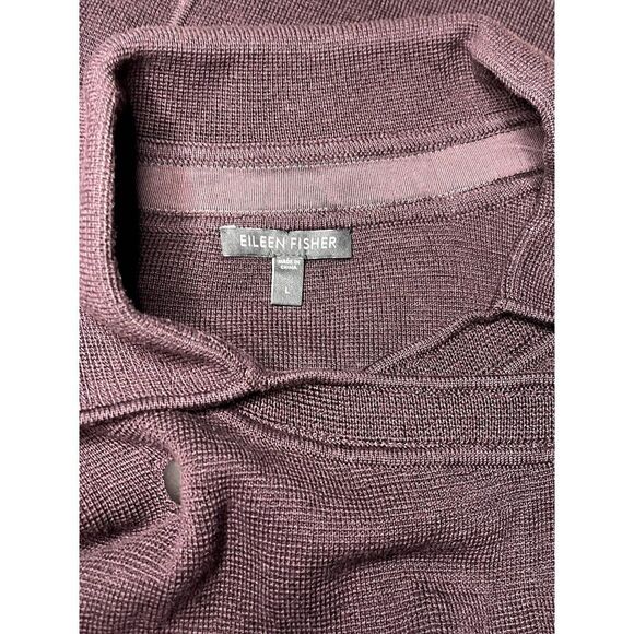 Eileen Fisher Women Biker Jacket Silk Blend Burgundy Knit Cardigan Sz: L - Picture 5 of 5